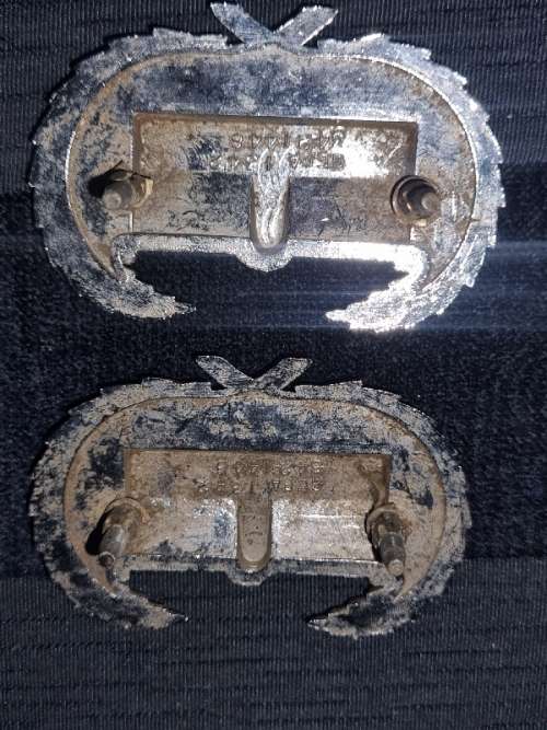 2 x Vintage Chevrolet Constantia Metal Car Badges - 6.2cm x 4.2cm each
