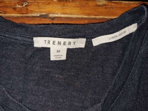 Trenery Linen/Cotton Navy Top - Woolworths - Size M