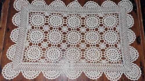 Beautiful Finely Crochet Doily - 50cm x 34cm