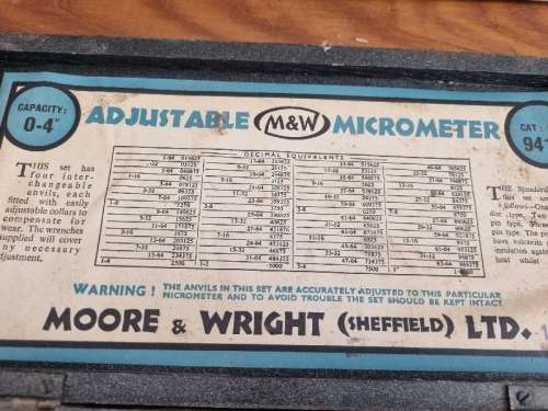 Vintage Moore & Wright Sheffield Micrometer