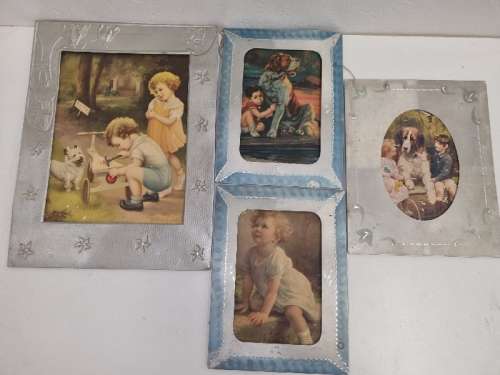 4 x Vintage pictures in metal frames - Beautiful!!
