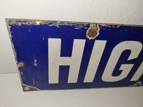 Vintage Blue Enamel Street name - High Street - 51cm x 15.5cm - Enamel sign
