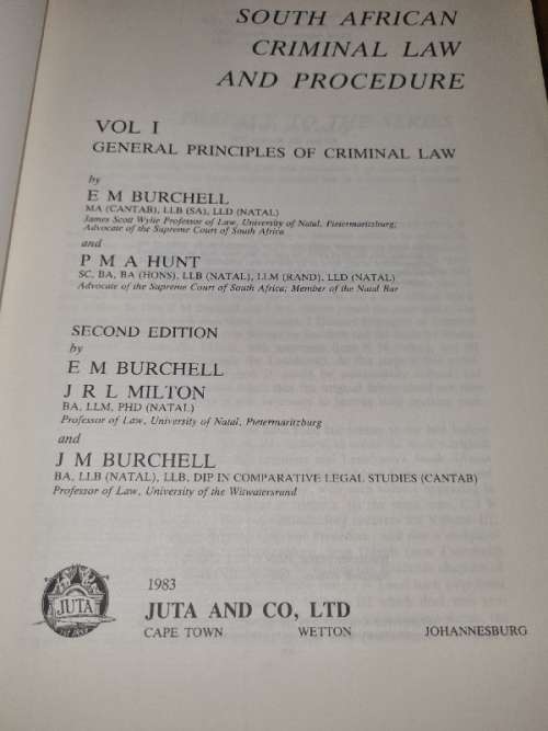South African Criminal Law & Procedure - Volume 1 - Burchell & Hunt