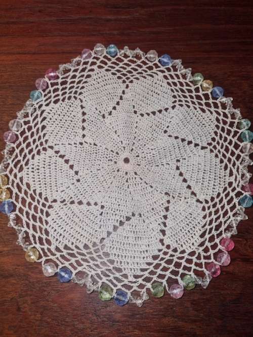 Vintage Doily with Beaded detail - Diameter - 20cm