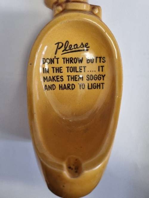 Vintage Porcelain Novelty Urinal Ashtray - Bathroom Humor