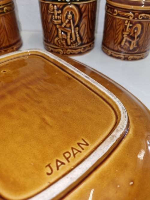 Beautiful Vintage Condiment set - Made in Japan - Salt & Pepper, tray, etc.