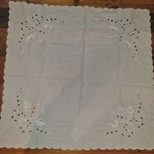 Beautiful Vintage Embroidered Small Tablecloth - 67cm x 67cm