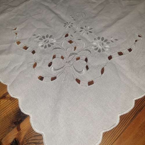 Beautiful Vintage Embroidered Small Tablecloth - 67cm x 67cm