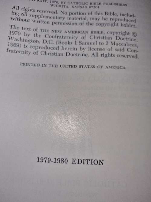 Holy Bible - The New American Bible - 1979 - 1980 Edition - Large