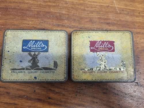 2 x Vintage Mills Cigarette Tins