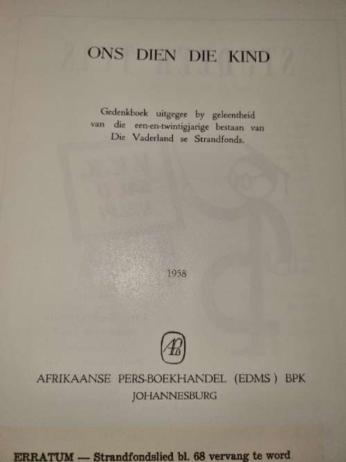 Ons dien die kind - Gedenkboek - Die Vaderland se Standfonds
