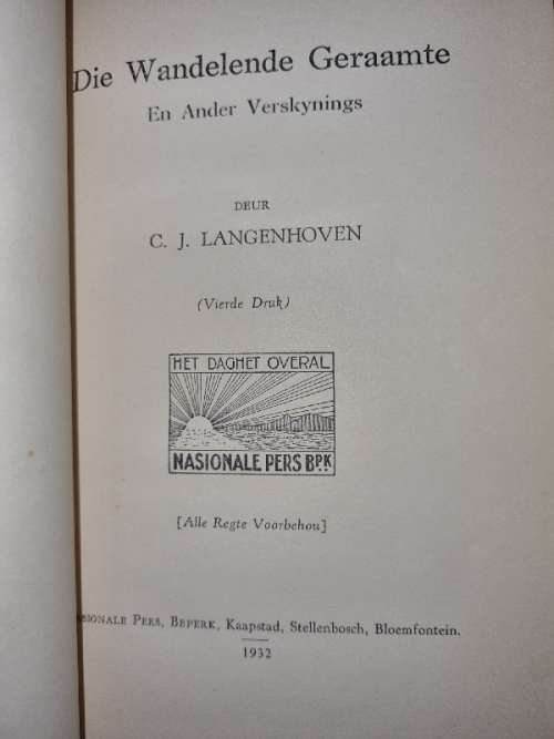 Almal se boeke No. 22 - Die Wandelende Geraamte en ander Verskynings - C.J. Langenhoven
