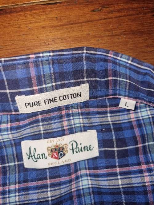 Alan Paine Pure Fine Cotton Long Sleeve Shirt - Size L - UK Brand