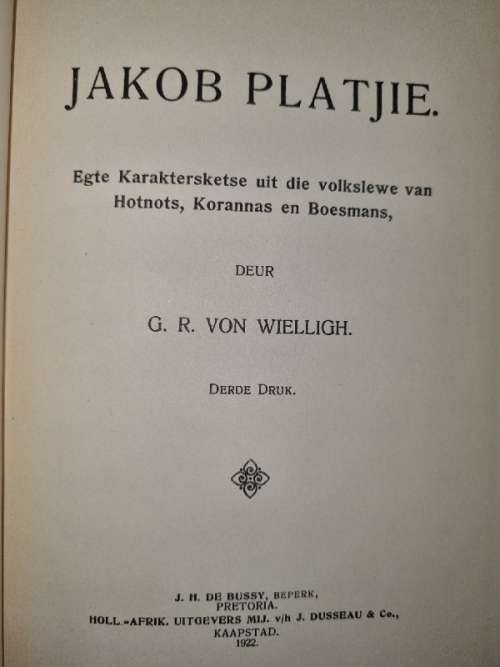 Jakob Platjie - G.R. von Wielligh - 1922