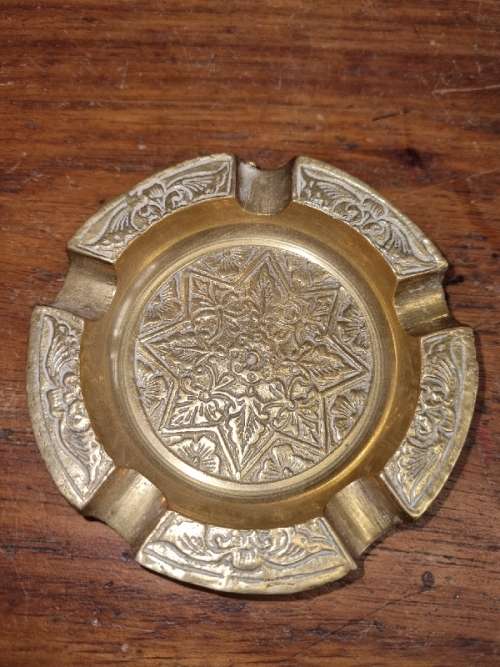 Small Solid Brass Ashtray - Diameter - 8.6cm