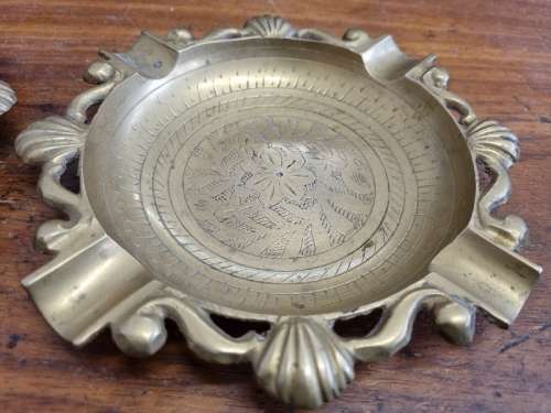 2 x Solid Brass Ashtrays - Diameter - 17.5cm each