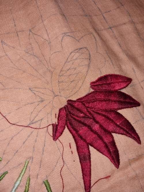 Large incomplete embroidered tablecloth - Project for anyone?