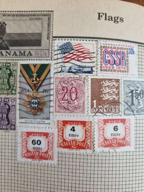 Vintage Stamp Album with 185 international stamps