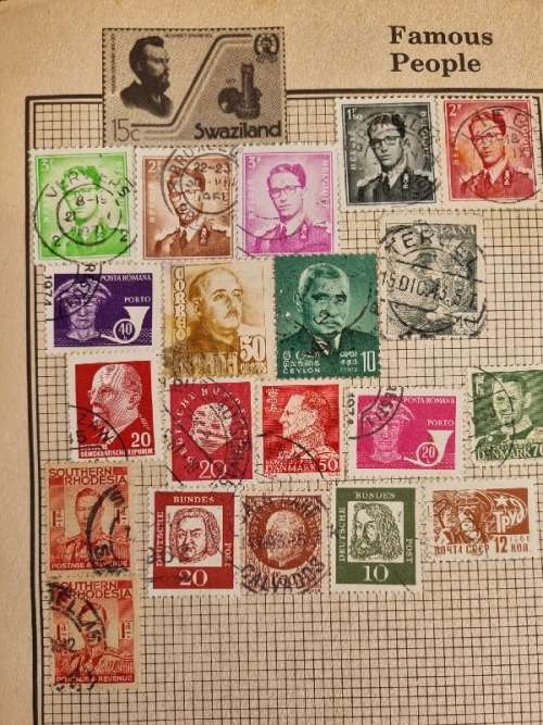 Vintage Stamp Album with 185 international stamps