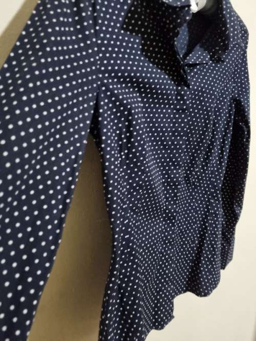 Studio W Navy dotted long sleeve shirt - Woolworths - Size S