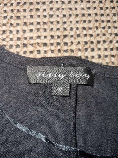 Sissy Boy Cropped Oversized Top with back button detail - Size M