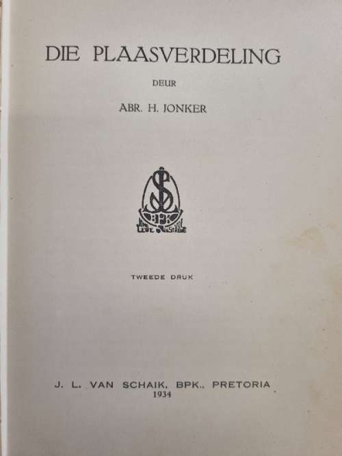 Die Plaasverdeling - Abr. H. Jonker - 1934