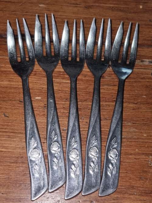 5 x Vintage Cake Forks - Rosita Stainless Steel