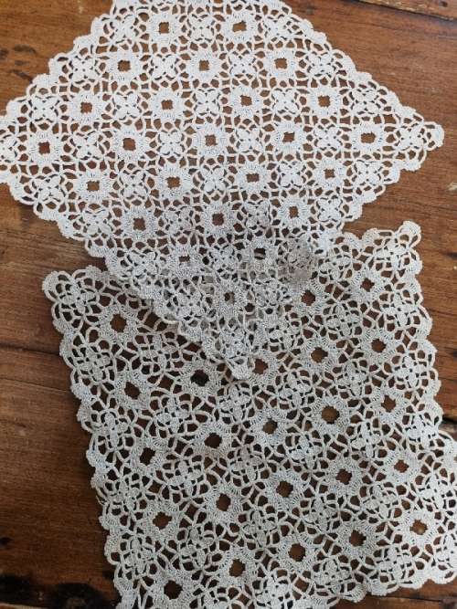2 x Vintage Finely Crochet Doilies - 30cm x 30cm each