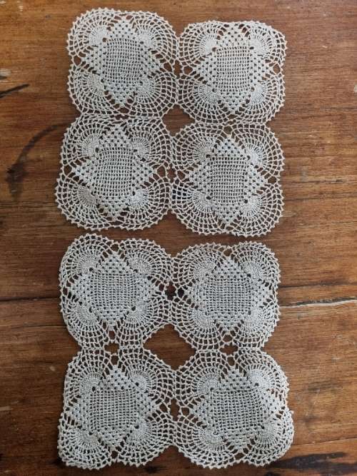 2 x Vintage Finely Crochet Doilies - 22cm x 22cm each