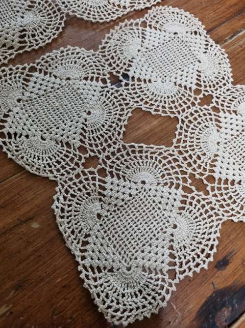 2 x Vintage Finely Crochet Doilies - 22cm x 22cm each