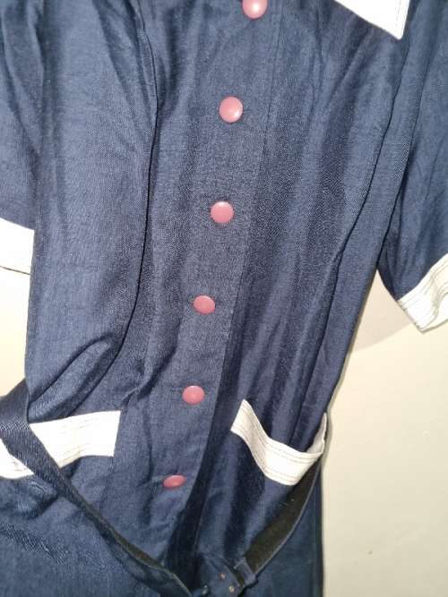 Navy and White Vintage Dress - Size 22