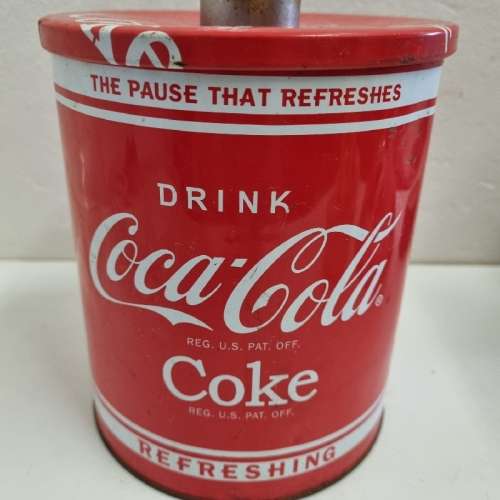 Coca Cola Tin / Storage Container - Height - 16.5cm - Diameter - 14cm