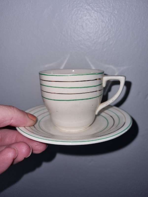 2 x Vintage mini Cups and Saucers with Sugar Bowl - British Anchor - England
