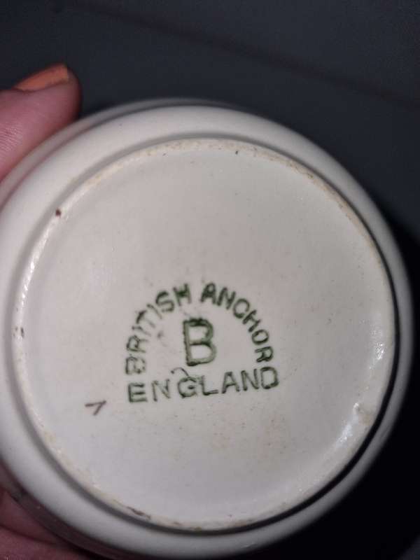 2 x Vintage mini Cups and Saucers with Sugar Bowl - British Anchor - England