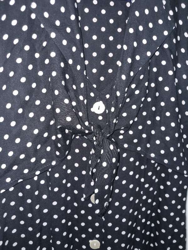 Beautiful Dotted Dress with Button and Front Tie Detail - Size 8 - Kelso