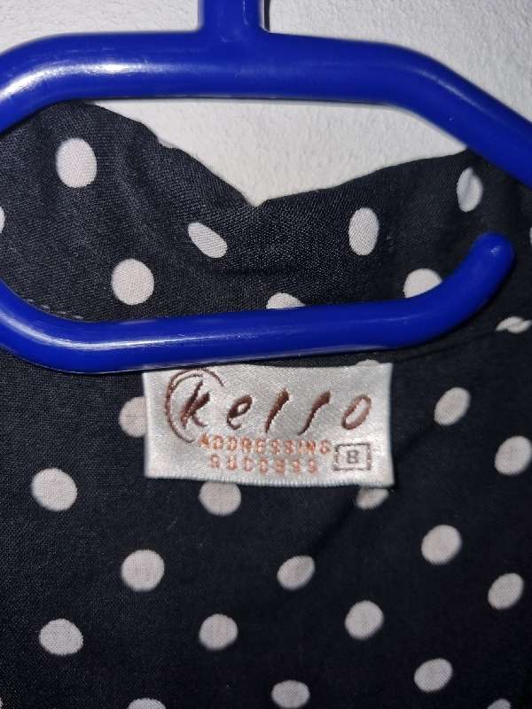 Beautiful Dotted Dress with Button and Front Tie Detail - Size 8 - Kelso