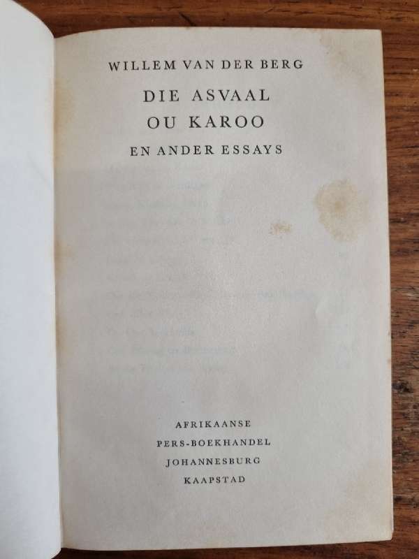 Die Asvaal ou Karoo - Willem van Der Berg