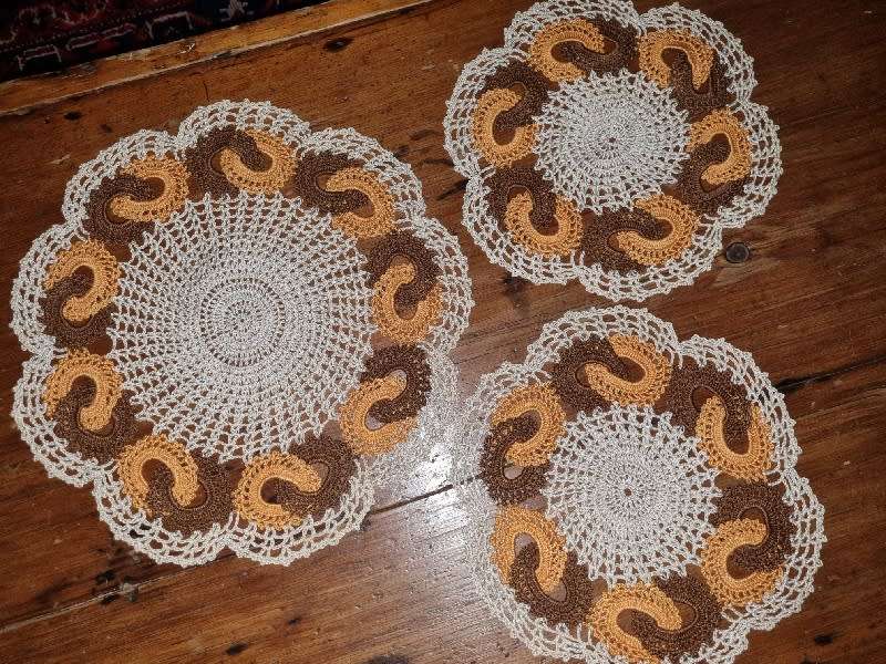 Beautiful handcrafted crochet doilies with intricate detail - Set of 3