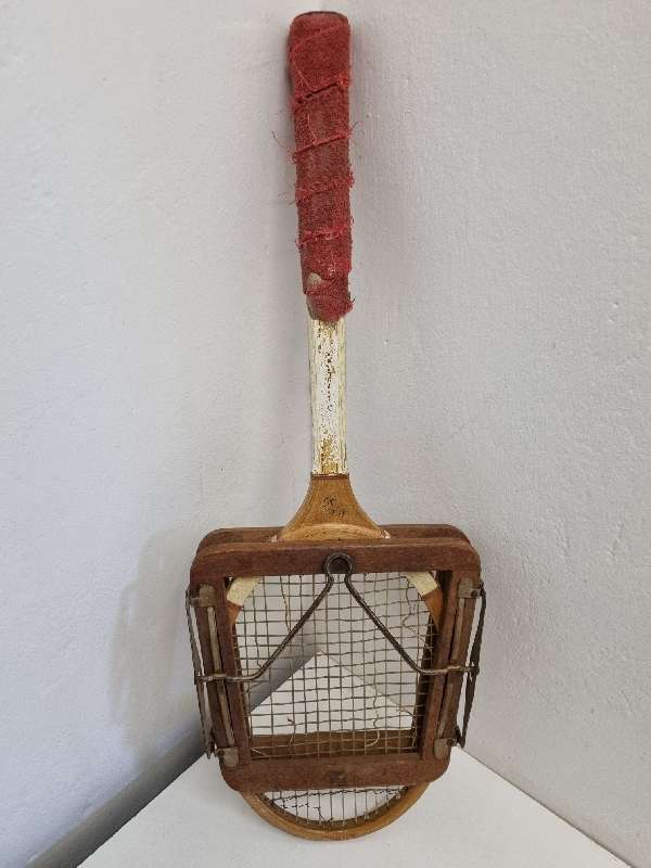 Vintage Wooden Slazenger Tennis Racket with wooden cover - See pictures