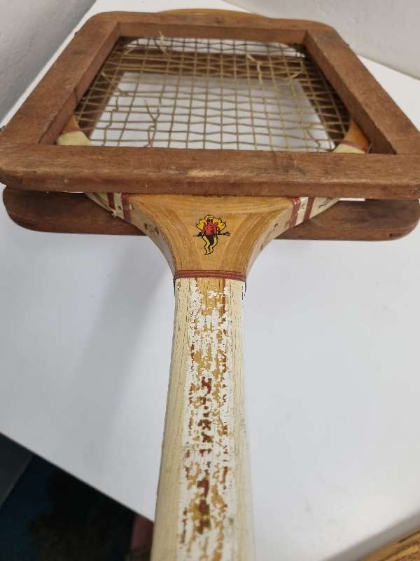 Vintage Wooden Slazenger Tennis Racket with wooden cover - See pictures