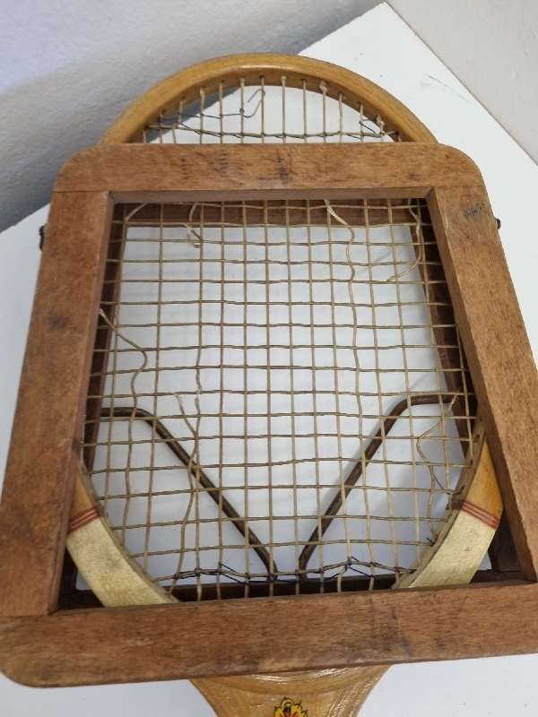 Vintage Wooden Slazenger Tennis Racket with wooden cover - See pictures