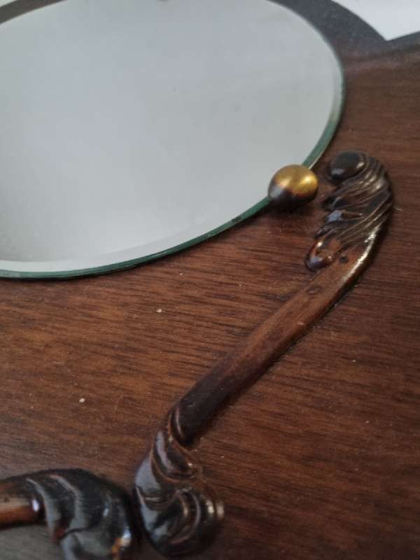 Antique Bevelled Edge Mirror with hanging brushes - See pictures