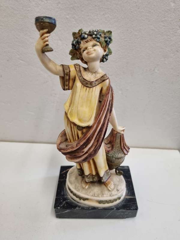 Vintage Depose Italy Figurine on Genuine Carrara Marble - Height - 20.5cm
