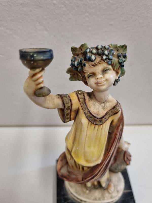 Vintage Depose Italy Figurine on Genuine Carrara Marble - Height - 20.5cm