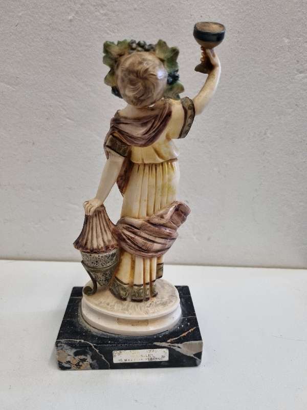Vintage Depose Italy Figurine on Genuine Carrara Marble - Height - 20.5cm