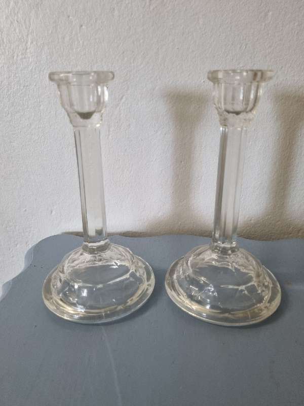 2 x Glass Candle Holders