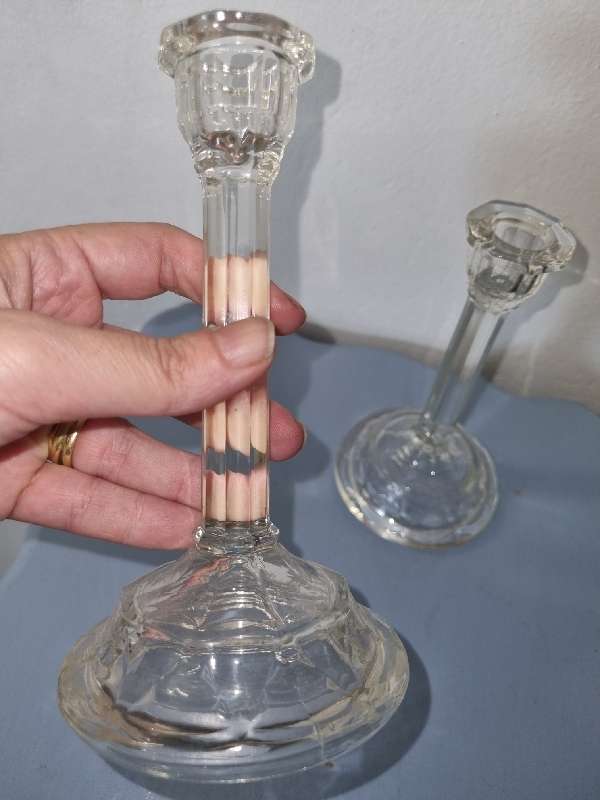 2 x Glass Candle Holders