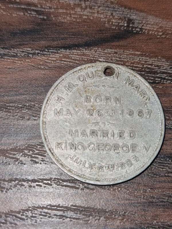 H M Queen Mary Medallion with date born and married