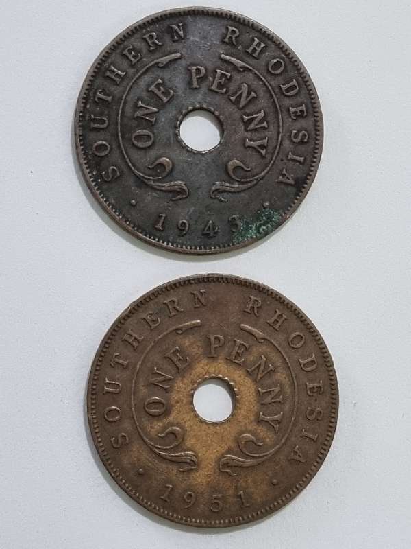 2 x Southern Rhodesia One Penny - 1943 & 1951