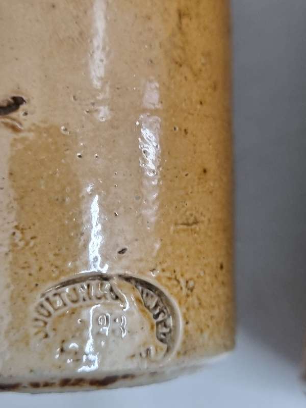2 x Antique French Ink Bottles - Doulton & Co.  19cm & 15cm tall